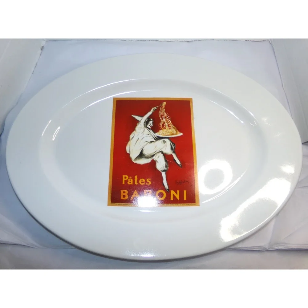 Pottery Barn Vintage Poster Pasta Platter Pates Baroni Oval White